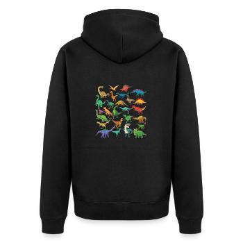 Dinosaurier-Arten Grafiken Dino T-Rex Jungen Dinos - Unisex Premium Bio Zip Hoodie - Schwarz - Hinten - Nico (187cm)