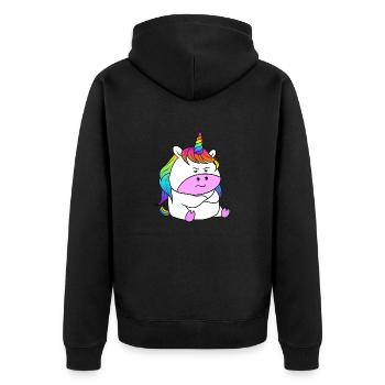 Einhorn Beleidigt - Unisex Premium Bio Zip Hoodie - Schwarz - Hinten - Nico (187cm)