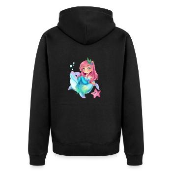 Mermaid Riding Dolphin For Woman Kids Cute Mermaid - Unisex Premium Bio Zip Hoodie - Schwarz - Hinten - Nico (187cm)