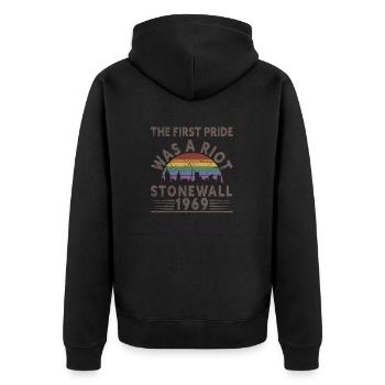 Gay Pride Stonewall Riot 1969 - Unisex Premium Bio Zip Hoodie - Schwarz - Hinten - Nico (187cm)
