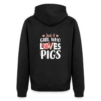 Juste une fille qui aime les porcs - Veste à capuche bio Premium Unisexe - noir - Dos - Nico (187cm)