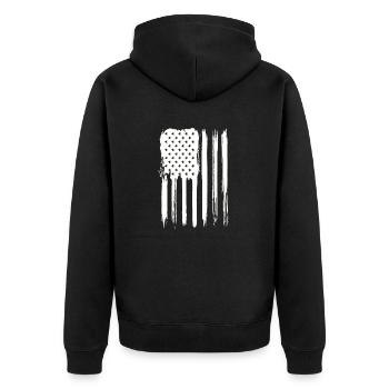 stilvolle Graffiti der amerikanischen Flagge - Unisex Premium Bio Zip Hoodie - Schwarz - Hinten - Nico (187cm)