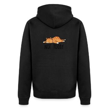 nicht heute faule Katze entspannen Zeit neko - Unisex Premium Bio Zip Hoodie - Schwarz - Hinten - Nico (187cm)