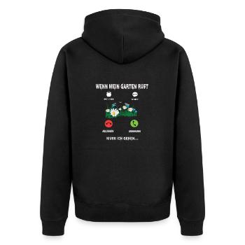 Hobbygärtner und Landschaftsgärtner - Unisex Premium Bio Zip Hoodie - Schwarz - Hinten - Nico (187cm)