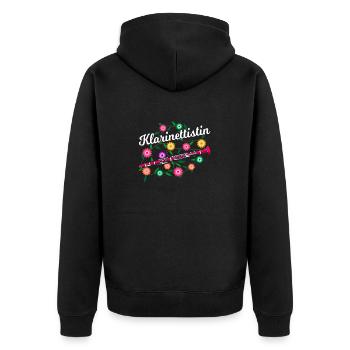 Klarinettenspielerin Blumen Klarinette - Unisex Premium Bio Zip Hoodie - Schwarz - Hinten - Nico (187cm)