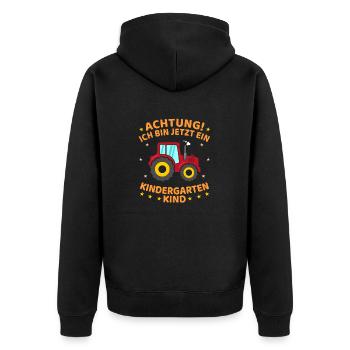 Ich Bin Jetzt Ein Kindergartenkind Traktor - Unisex Premium Bio Zip Hoodie - Schwarz - Hinten - Nico (187cm)