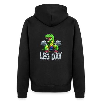 Bein Tag Kniebeugen T-Rex Gewichtheber Langhantel Fitnessstudio Trai - Unisex Premium Bio Zip Hoodie - Schwarz - Hinten - Nico (187cm)