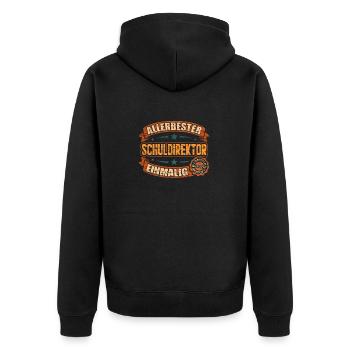 Allerbester Schuldirektor Schulleiter - Unisex Premium Bio Zip Hoodie - Schwarz - Hinten - Nico (187cm)