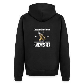 Lasst mich durch ich bin Handwerker Meister Azubi - Unisex Premium Bio Zip Hoodie - Schwarz - Hinten - Nico (187cm)