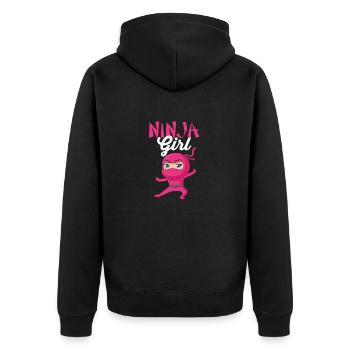 Funny And Cute Pink Ninja Girl - Unisex Premium Bio Zip Hoodie - Schwarz - Hinten - Nico (187cm)