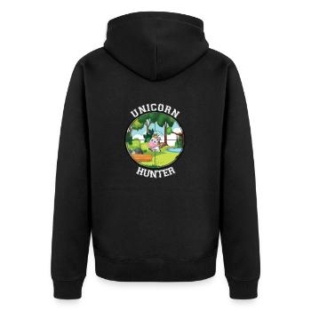 Unicorn Hunter Unicorn Gift Idea Christmas - Unisex Premium Organic Zip Hoodie - black - Back - Nico (187cm)