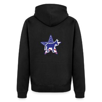 Lustiger Wahl-Humor-Demokrat - Unisex Premium Bio Zip Hoodie - Schwarz - Hinten - Nico (187cm)