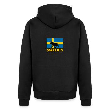 Schweden Elch Flagge - Unisex Premium Bio Zip Hoodie - Schwarz - Hinten - Nico (187cm)