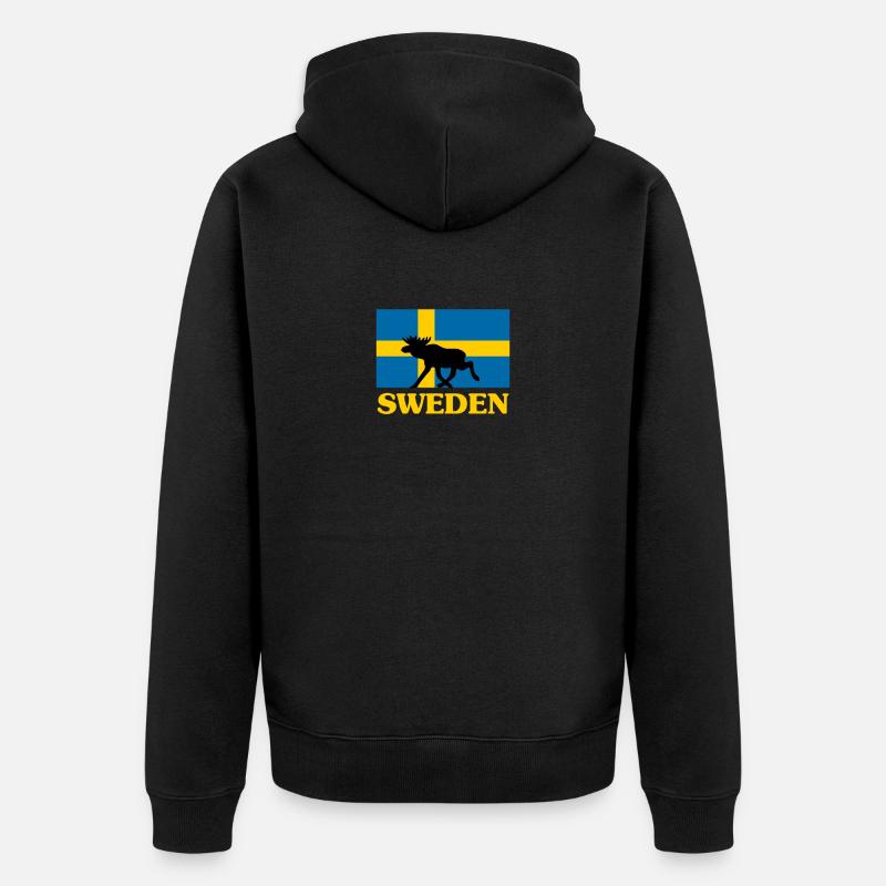 Drapeau de la Suède Elk - Veste à capuche bio Premium Unisexe - noir