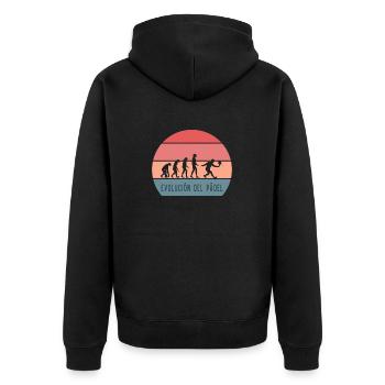 Paddel Tennis lustiges Design Paddel Retro Evolution - Unisex Premium Bio Zip Hoodie - Schwarz - Hinten - Nico (187cm)
