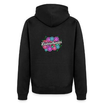 Lästerschwester Lästern Gossip Bf Beste Freunde - Unisex Premium Bio Zip Hoodie - Schwarz - Hinten - Nico (187cm)