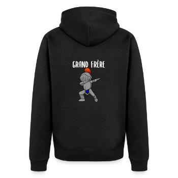 Grande Frère - Unisex Premium Bio Zip Hoodie - Schwarz - Hinten - Nico (187cm)