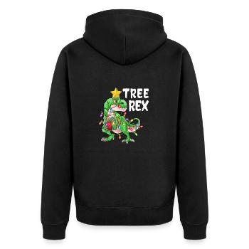 Lustiges Tree Rex Weihnachten T-Rex Dinosaurier Xm - Unisex Premium Bio Zip Hoodie - Schwarz - Hinten - Nico (187cm)