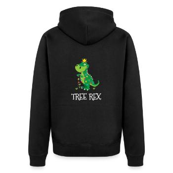 Lustiges Tree Rex Weihnachten T-Rex Dinosaurier Xm - Unisex Premium Bio Zip Hoodie - Schwarz - Hinten - Nico (187cm)
