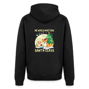 Corgi moi en attendant le Père Noël - Veste à capuche bio Premium Unisexe - noir - Dos - Nico (187cm)