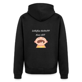 Schlaflose Nächte Schlafmangel wenig Schlaf Baby - Unisex Premium Bio Zip Hoodie - Schwarz - Hinten - Nico (187cm)