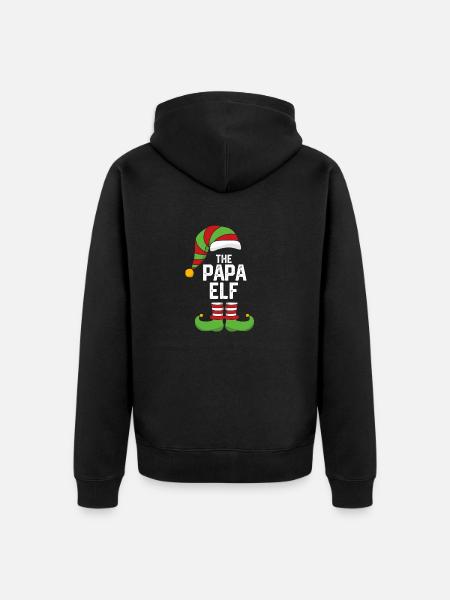 The Papa Elf - Dad Papa Christmas Gift - Unisex Premium Organic Zip Hoodie - black