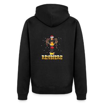 Lustige Bier Weihnachten Renbiere Santa - Unisex Premium Bio Zip Hoodie - Schwarz - Hinten - Nico (187cm)