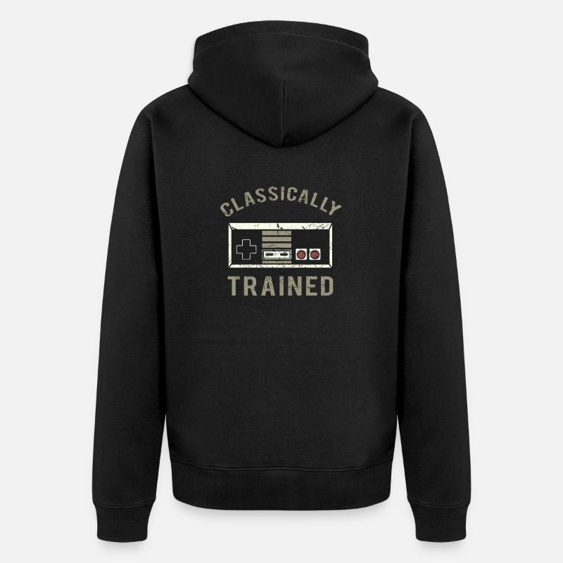 Klassisch ausgebildeter Retrogaming-Videospieler - Unisex Premium Bio Zip Hoodie - Schwarz