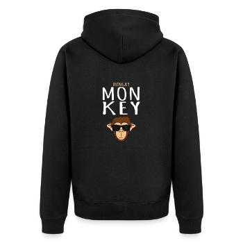 Monkey T Shirt - Monkey Head With Sunglass Monkey - Unisex Premium Bio Zip Hoodie - Schwarz - Hinten - Nico (187cm)