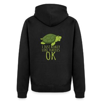 T-shirt de tortue - j'aime juste vraiment les tortues, ok! - Veste à capuche bio Premium Unisexe - noir - Dos - Nico (187cm)