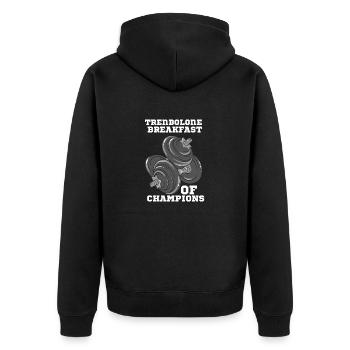 BODYBUILDING: Trenbolone - Unisex Premium Bio Zip Hoodie - Schwarz - Hinten - Nico (187cm)