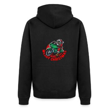 Biker Santa Claus grünes Fahrrad - Unisex Premium Bio Zip Hoodie - Schwarz - Hinten - Nico (187cm)