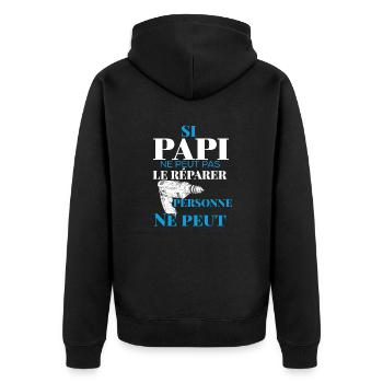 Si Papi Ne Peut Pas Le Réparer Personne Ne Peut - Veste à capuche bio Premium Unisexe - noir - Dos - Nico (187cm)