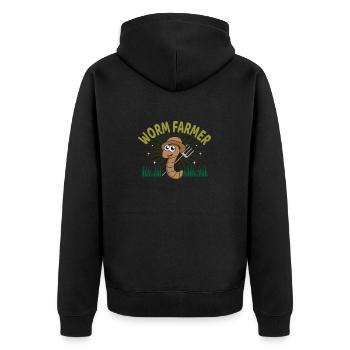 Worm Farmer Vermiculture Vermiculturist - Unisex Premium Organic Zip Hoodie - black - Back - Nico (187cm)