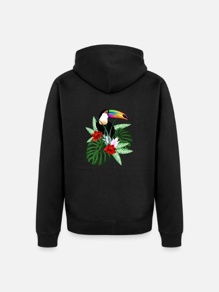 Bird toucan - Unisex Premium Organic Zip Hoodie - black