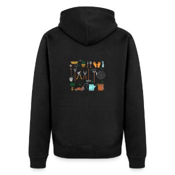 Gärtnerwerkzeug Garten Gartenarbeiter Gärtner - Unisex Premium Bio Zip Hoodie - Schwarz - Hinten - Nico (187cm)