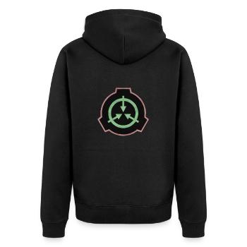 Logo SCP coloré - Veste à capuche bio Premium Unisexe - noir - Dos - Nico (187cm)