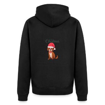 Weihnachtlicher Hund - Unisex Premium Bio Zip Hoodie - Schwarz - Hinten - Nico (187cm)