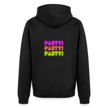 PARTY! PARTY! PARTY! - Unisex Premium Organic Zip Hoodie - black - Back - Nico (187cm)