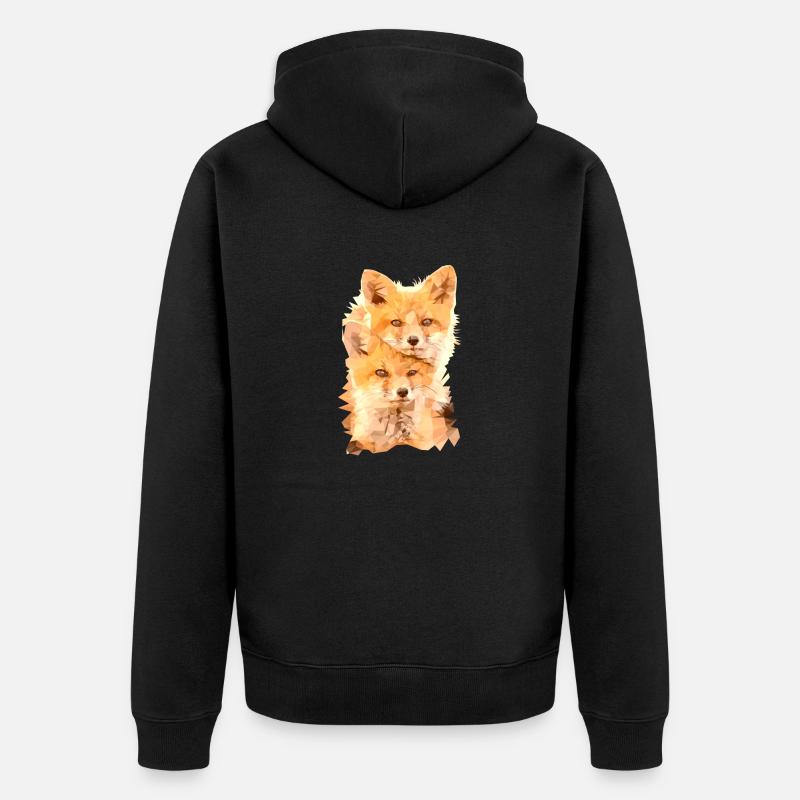 Renard Polygone Art - Veste à capuche bio Premium Unisexe - noir