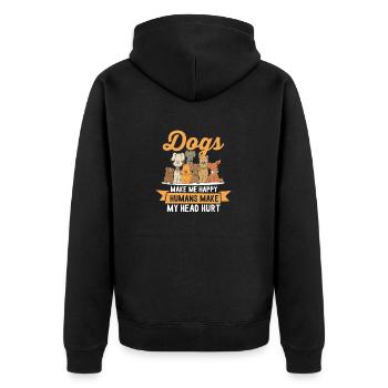 Dogs Makes Me Happy - Dog Lover Gift - Unisex Premium Bio Zip Hoodie - Schwarz - Hinten - Nico (187cm)