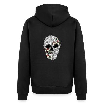 Cooler Totenkopf - Unisex Premium Bio Zip Hoodie - Schwarz - Hinten - Nico (187cm)