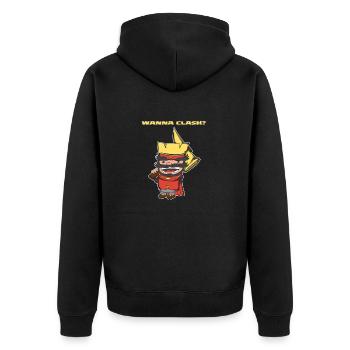 Wanna Clash Arena Royale Clans König - Unisex Premium Bio Zip Hoodie - Schwarz - Hinten - Nico (187cm)