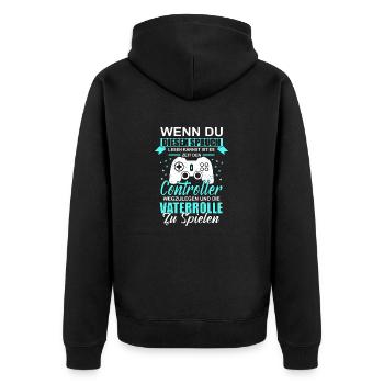 Vaterrolle Gaming Papa Zocker Papa Gaming Dad - Unisex Premium Bio Zip Hoodie - Schwarz - Hinten - Nico (187cm)