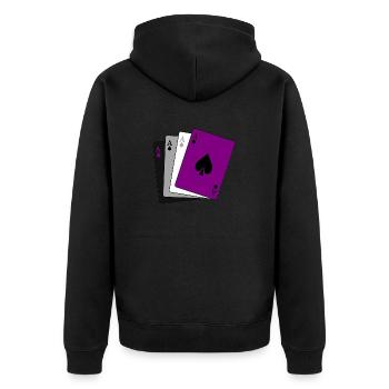 Asexualität LGBTQIA Asexuelle Karten Ich habe ein Ass - Unisex Premium Bio Zip Hoodie - Schwarz - Hinten - Nico (187cm)