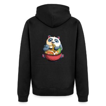 Kawaii Panda Noodles Cute Anime Panda Ramen Otaku - Unisex Premium Organic Zip Hoodie - black - Back - Nico (187cm)