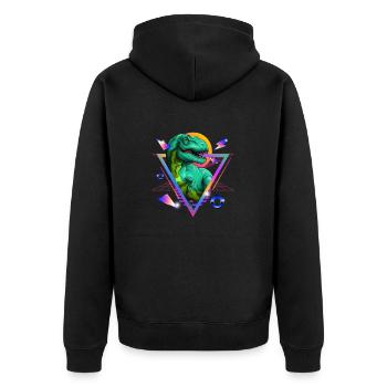 Retro T-Rex Vintage Dino 80er Jahre Rad für T-Rex Liebhaber - Unisex Premium Bio Zip Hoodie - Schwarz - Hinten - Nico (187cm)