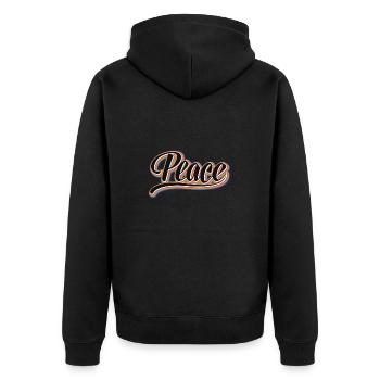 Peace, Frieden, Regenbogen, Hippie, - Unisex Premium Bio Zip Hoodie - Schwarz - Hinten - Nico (187cm)