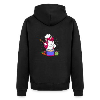 Einhorn Kochen - Unisex Premium Bio Zip Hoodie - Schwarz - Hinten - Nico (187cm)