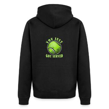 You Just Got Served Tennis Funny Tennis Gift Tee - Unisex Premium Bio Zip Hoodie - Schwarz - Hinten - Nico (187cm)